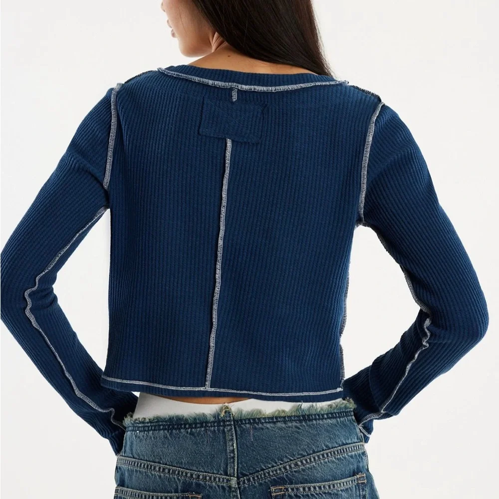 Free People Manchester Long Sleeve tee top NWOT. Deep Seas navy
